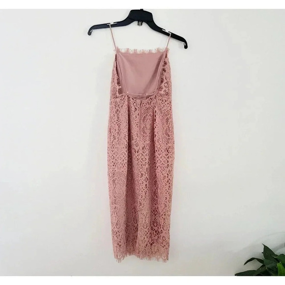 ASOS DESIGN Petite Square Neck Pencil Sheath Midi Lace Blush Pink Dress 0 XS NWT - Picture 8 of 14